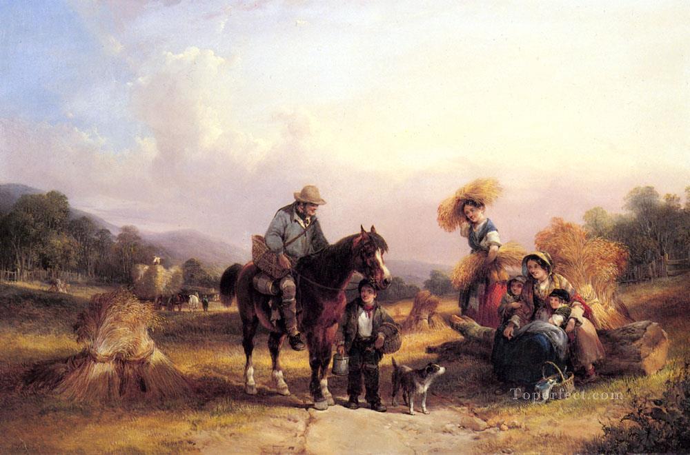 Harvesters Resting rural scenes William Shayer Snr Oil Paintings